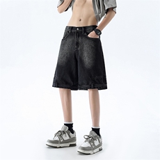 B221美式ins高街暗黑小众个性宽松牛仔短裤LK24175-P55控78，男装牛仔裤，电商B221