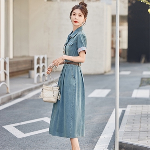新中式牛仔连衣裙女2025夏季爆款小个子复古洋气减龄休闲时尚裙子图片