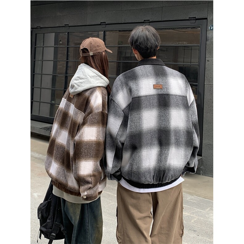 2025秋新毛呢情侣格子撞色翻领夹克外套男705-1-W8822-P80控110,男装夹克,星座705-1