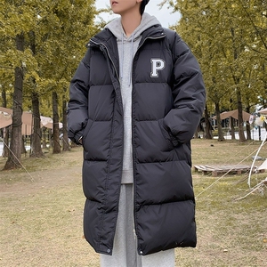 1506-1/M5691/P79字母P韩系中长款立领羽绒棉服男女新款面包服图片