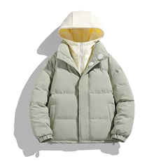 冬季青少年连帽假两件外套加绒加厚休闲简约棉衣棉服5303-P85，男装棉衣，电商B306