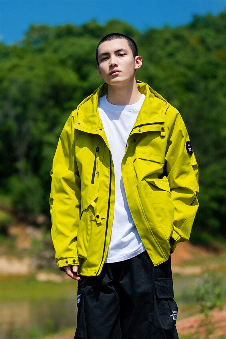 春秋户外冲锋衣男女同款防风防水连帽工装外套登山服夹克2481-P75,男装夹克,星座1403B