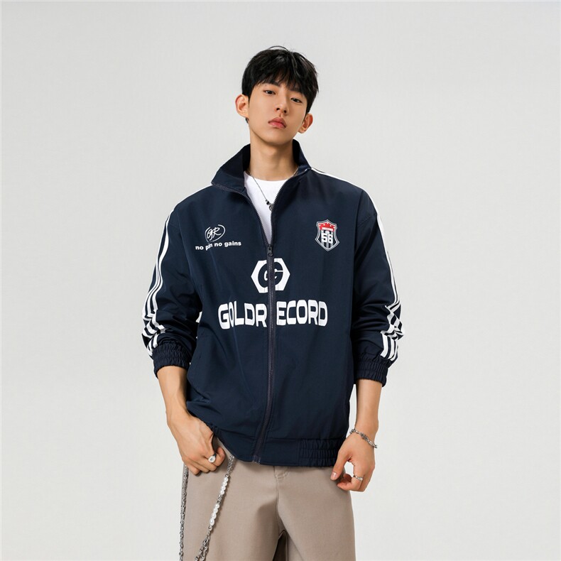 2026春季新款经典美式中性三条杠撞色立领夹克JK1005-P65-控89,男装夹克,星座216(原A116)