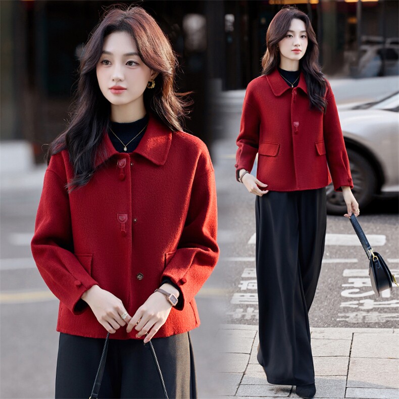 2025年时尚流行得体大方绵羊毛呢外套冬季，女装毛呢外套，涵亦佰惠