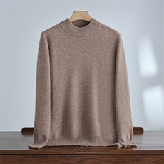 秋冬新款男士100澳洲羊毛七针加厚半高领针织套头上衣时尚百搭，男装针织衫/毛衣，达齐羊绒