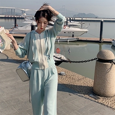 春现-时尚撞色运动风休闲卫衣套装B190-2819-P165-K228，女装套装/套裙，2B190