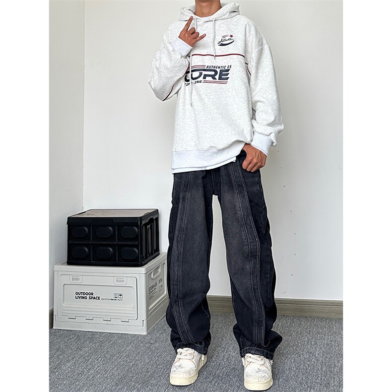 美式高街重工水洗宽松牛仔裤长裤A014-DY23309-P58控78,男装牛仔裤,电商A014