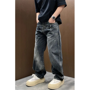 [008] 做旧多口袋拼接工装牛仔裤男宽松直筒休闲 A079-NA670-P55图片
