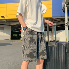 现货男装夏款休闲迷彩短裤松紧腰抽绳直筒运动裤D201-DM277-P30，男装牛仔裤，电商D321-1