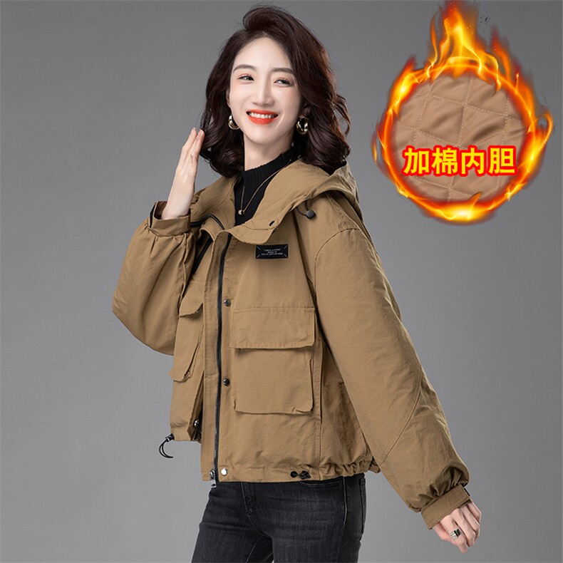 棉外套女派克冲锋衣连帽时尚口袋加棉棉服,女装棉衣/棉服,曼沙奕珂