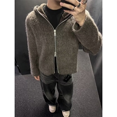 马海毛毛呢双拉链连帽外套JK090-P88，男装夹克，星座313A(原308A-2)