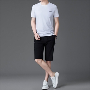 BGW806142夏季男式速干短袖短裤二件套运动休闲圆领修身t恤套装图片