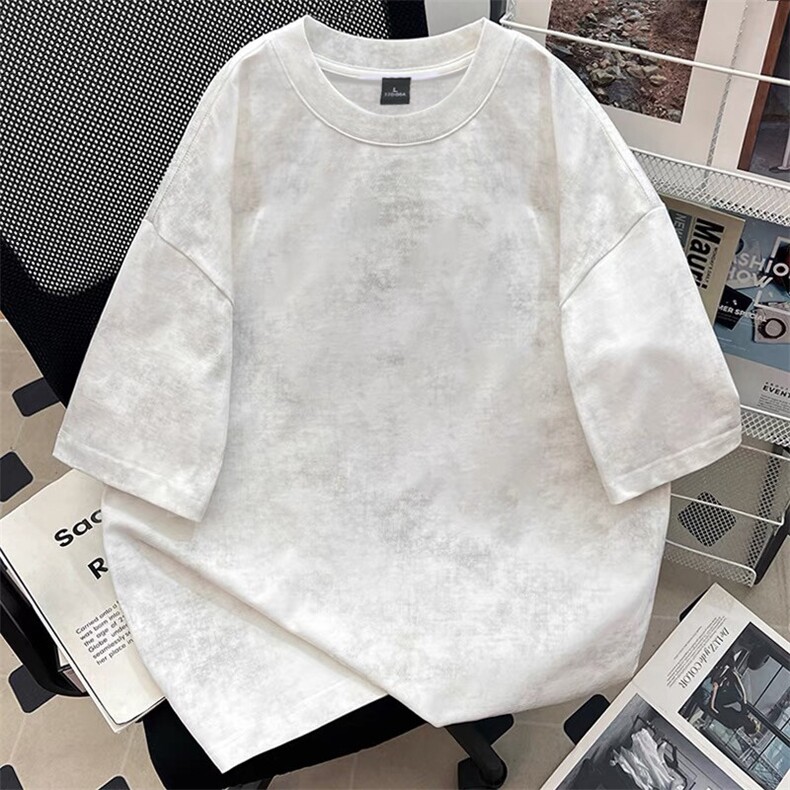 300克得物重磅100纯棉宽松吊染结构感光板短袖T恤男 RH5003-特P31图片