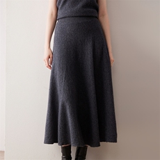 2025秋冬新款舒适百搭简约软糯时尚乱麻大伞裙，女装半身裙，尚达羊绒