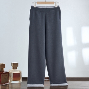 2025年秋冬季新款空气层加厚卷边羊绒裤外穿时尚百搭，女装休闲裤，达齐羊绒