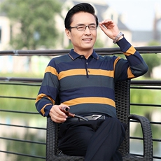 爸爸长袖t恤男50岁中年人薄款带领老人丅恤外穿秋装上衣男打底衫，男装T恤，电商B212（原钱塘6029）