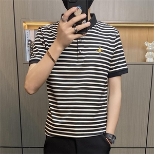 PL3080-P40条纹男士POLO衫短袖修身韩版潮刺绣商务翻领休闲体恤图片