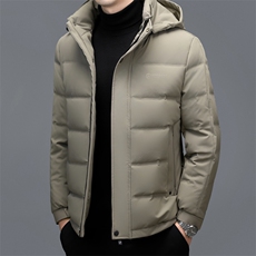 冬季男士白鸭绒短款羽绒服保暖品质连帽加绒加厚休闲简约上衣男装，男装羽绒服，钱塘6003（原4033）
