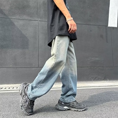 2024美式渐变牛仔裤男款直筒长裤潮NDK08P52，男装牛仔裤，星座1116-2
