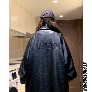 1中性风民宿钢印大码M-5XL情侣女皮衣外套夹克男JK8749P90控128图片