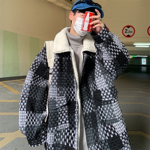 港风羊羔毛棉衣男大码休闲上衣潮牌冬季加厚外套 M16 P120 控158图片