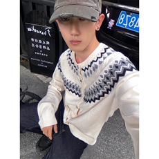 美式针织毛衣男女秋冬季轻奢老钱开衫百搭上衣MY956-P66，男装针织衫/毛衣，星座208-5