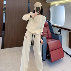 网红炸街洋气女春秋穿搭一整套高级感时尚显瘦韩版卫裤两件套圆领，女装套装/套裙，江南