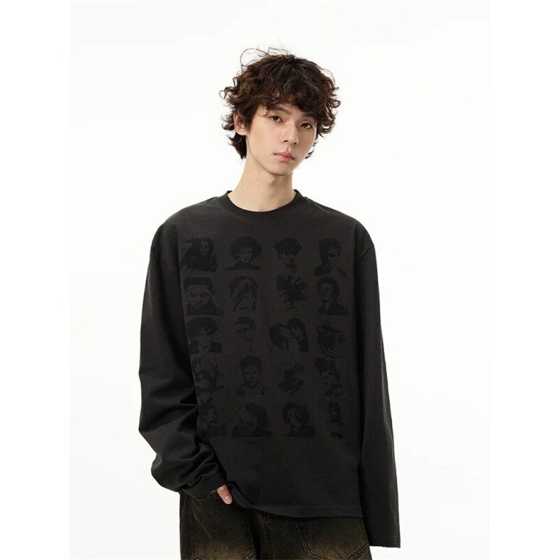 网图潮全棉印花圆领长袖T恤打底衫CT811-P29现货，男装T恤，电商C310-1