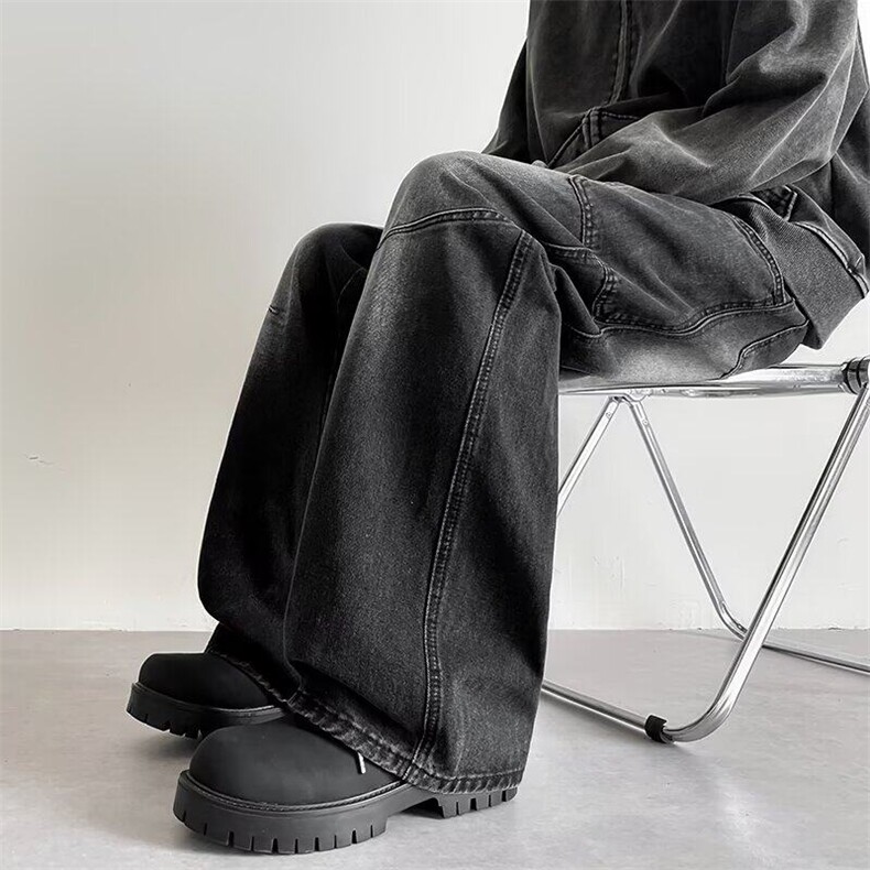 新款潮牌牛仔裤男士韩版潮流宽松大码复古情侣直筒裤子1118-P48，男装牛仔裤，星座1008