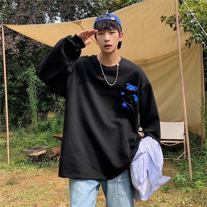 2026港风刺绣字母小熊卫衣男大码M-5XL情侣潮卫衣WY8745P60控88，男装卫衣，星座227-7