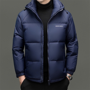 冬季男士鸭绒羽绒服时尚商务面包服保暖加绒男品质潮服连帽外套图片