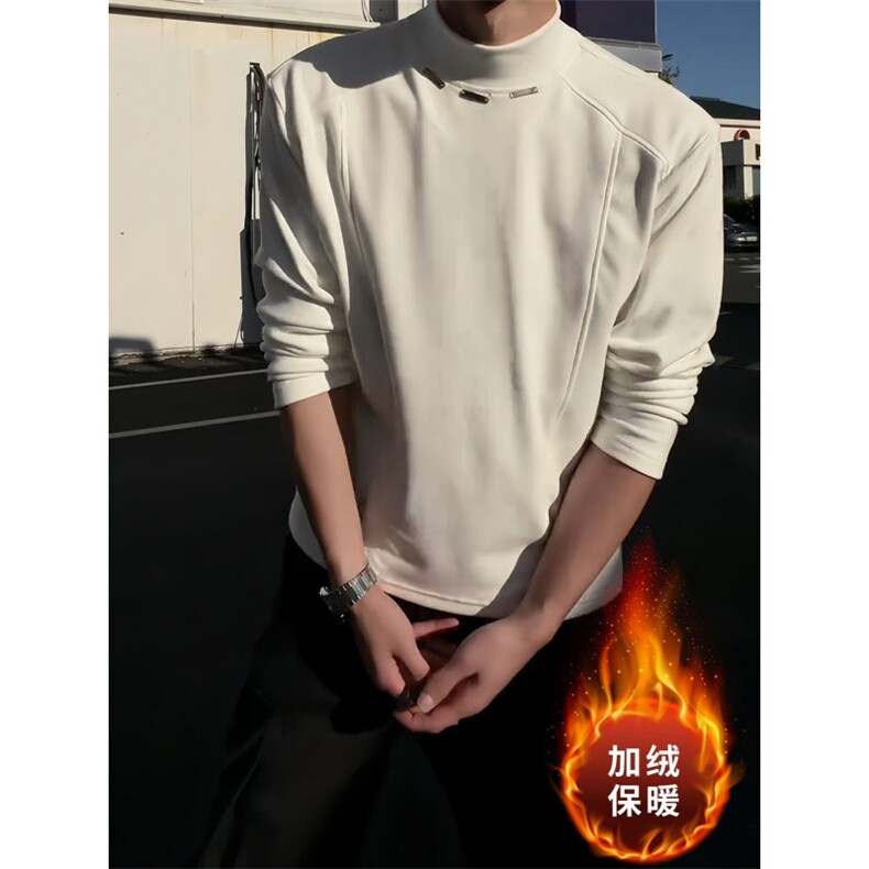 【加绒加厚】金属钢标半高领德绒打底衫内搭长袖t恤WY18-P45网图,男装T恤,电商B245