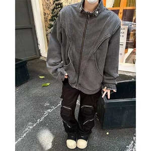 美式解构高级感水洗做旧牛仔外套男重磅潮牌宽松夹克LW21077-p80图片