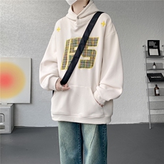 重磅贴布刺绣卫衣大码春秋连帽衫硬挺外套美式休闲上衣WY9108/P65，女装短外套，电商B238