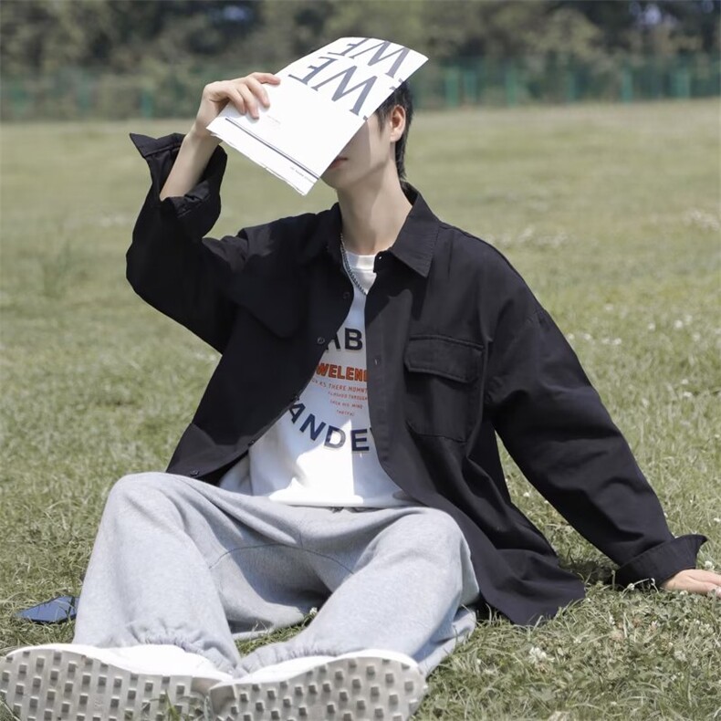 日系cityboy衬衫男春秋痞帅衬衣长袖高级感oversize休闲外套夏季,男装衬衫,星座601-2