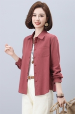 纯棉衬衫女春秋新款中老年妈妈大码宽松休闲全棉外穿长袖上衣，女装衬衫，曼沙奕珂