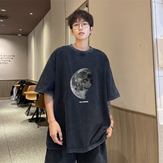 量大优供视频240g重磅美式炒雪花水洗做旧短袖t恤STX532-特P25，男装T恤，电商B371