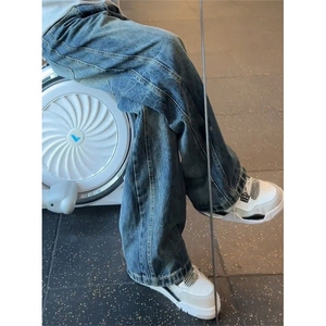 秋季新款直筒牛仔裤男士宽松水洗复古阔腿裤休闲裤子 ND8065图片