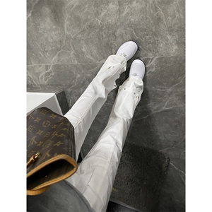 有货cleanfit白色牛仔裤男美式高街vibe裤子直筒微喇裤C112LL-P50图片