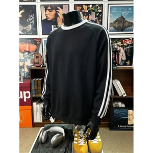高品质春装新款男女美式高街结构三条杠百搭宽松纯色圆领卫衣CM05图片