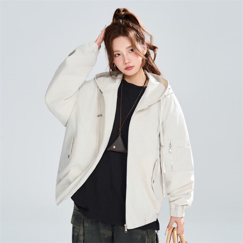 2026春季新款连帽外套女宽松休闲百搭设计感夹克XZ309JK8005P75，男装夹克，星座309（原A406）