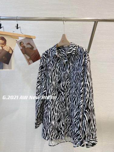 秋季新款现货斑马纹衬衫2色，女装衬衫，G