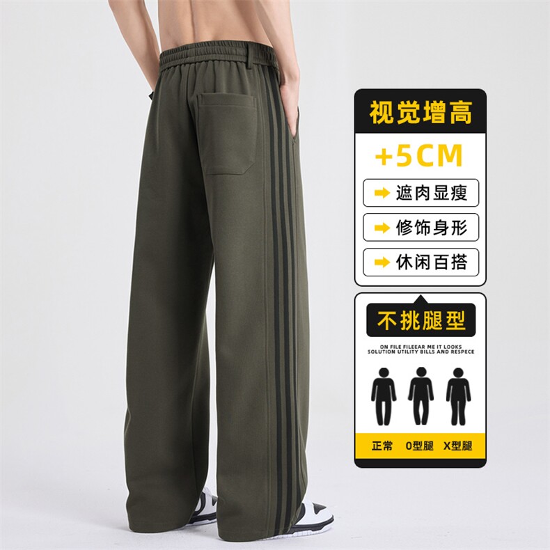 运动卫裤男士春季新款条纹百搭阔腿宽松直筒休闲长裤子Z2565-P45图片