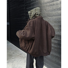 美式秋冬季假两件格子连帽棉服男复古拉链上衣外套，男装夹克，星座716-2