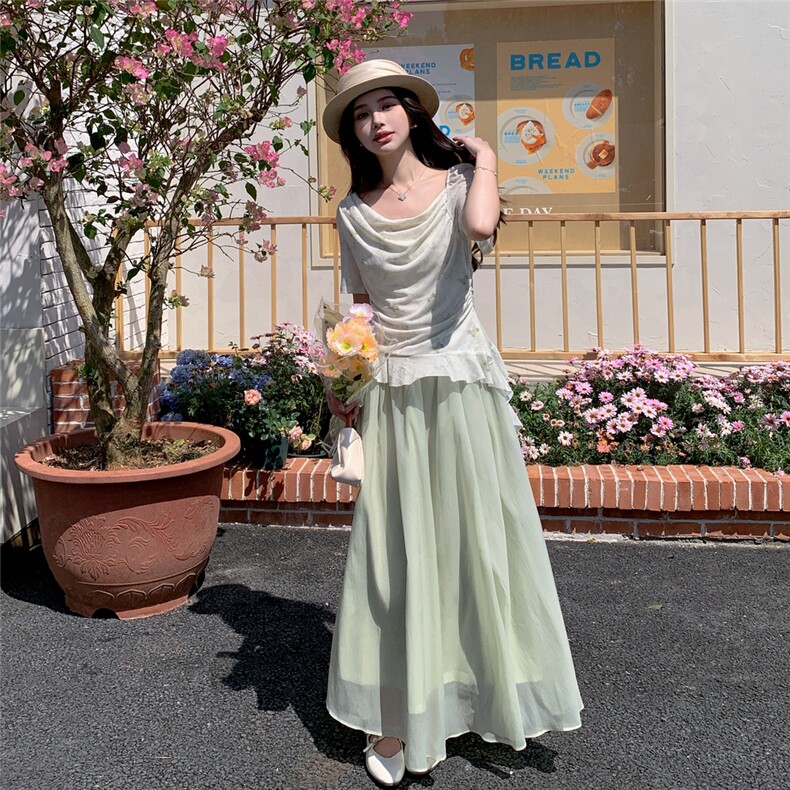 夏装 大量现货 荷叶边仙气半身裙套装 2C133-8932 P160 K228图片
