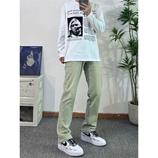 裤子高街vibe纯色牛仔裤男款修身直筒弹力微喇叭裤，男装牛仔裤，星座310A-4