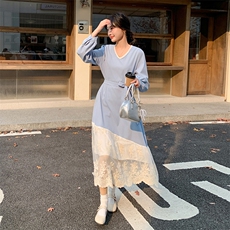 春装新品！新中式显瘦假两件连衣裙配腰带-B208-9002-P135K208，女装连衣裙，浙宝208