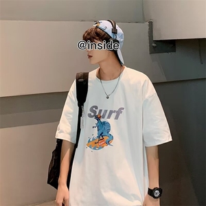 短袖新款青春流行潮流潮T恤夏季男标准圆领卡通动漫时尚潮牌图片