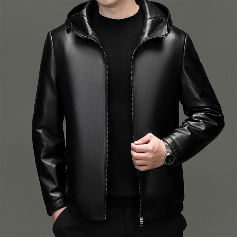 BG-T2515冬季男士海宁真皮羽绒服绵羊皮夹克鸭绒内胆百搭外套图片