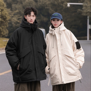 情侣冬季登山服白鸭绒连帽纯色工装羽绒服大衣A406 Y93651 P228图片